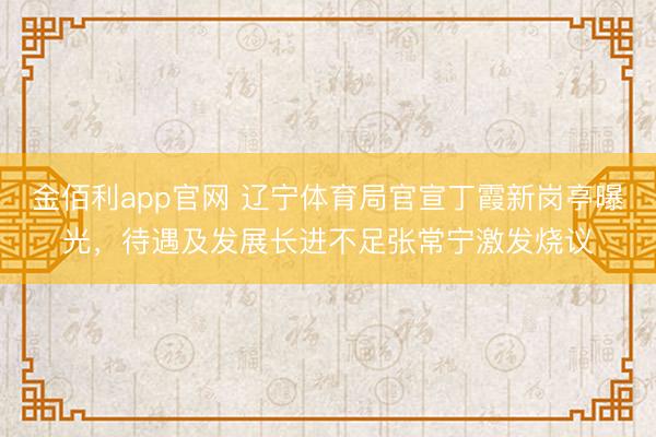 金佰利app官网 辽宁体育局官宣丁霞新岗亭曝光，待遇及发展长进不足张常宁激发烧议
